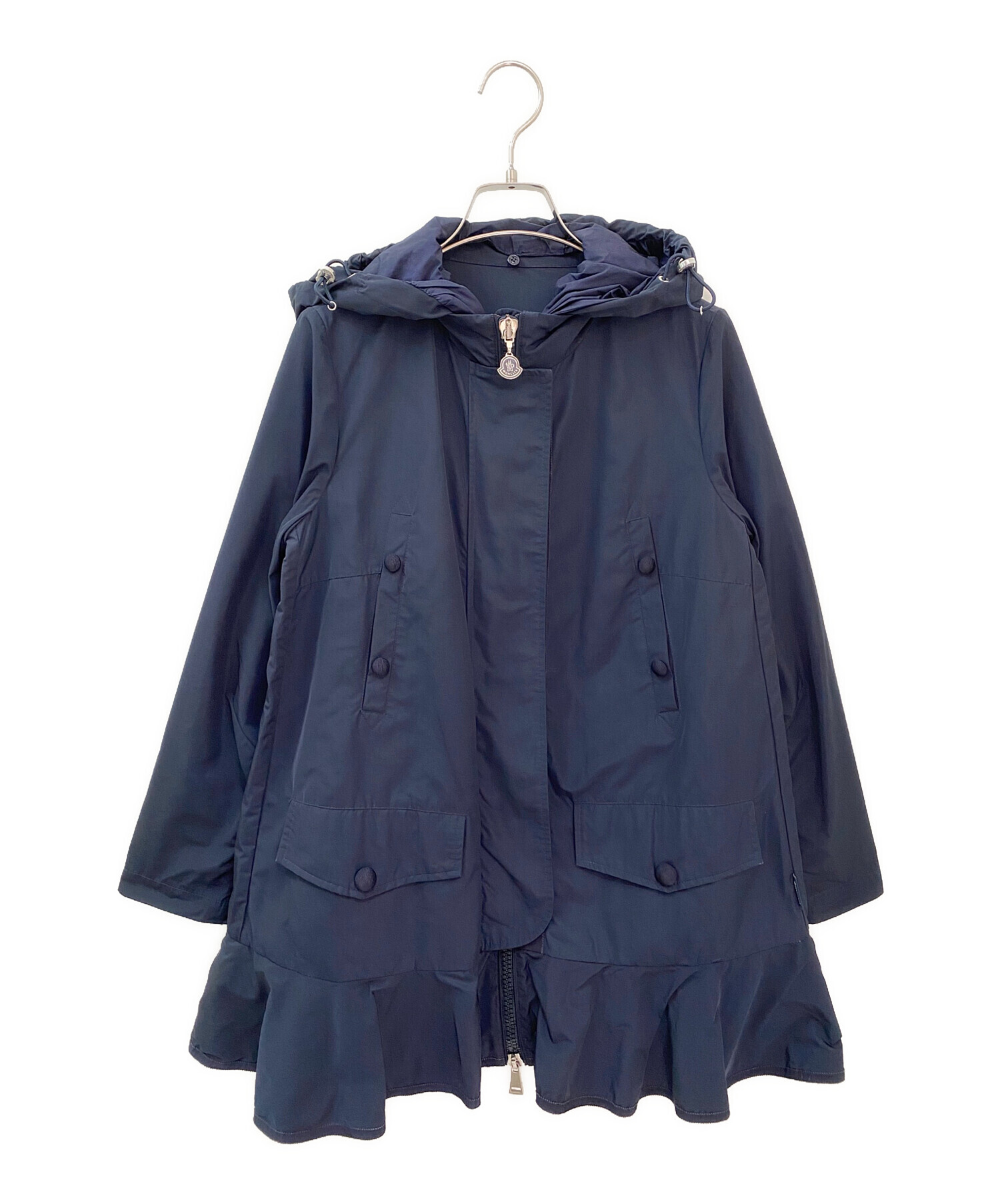 モンクレール　ネイビー フリル付きナイロンジャケット MONCLER（モンクレール） アウター ナイロンジャケット レディース