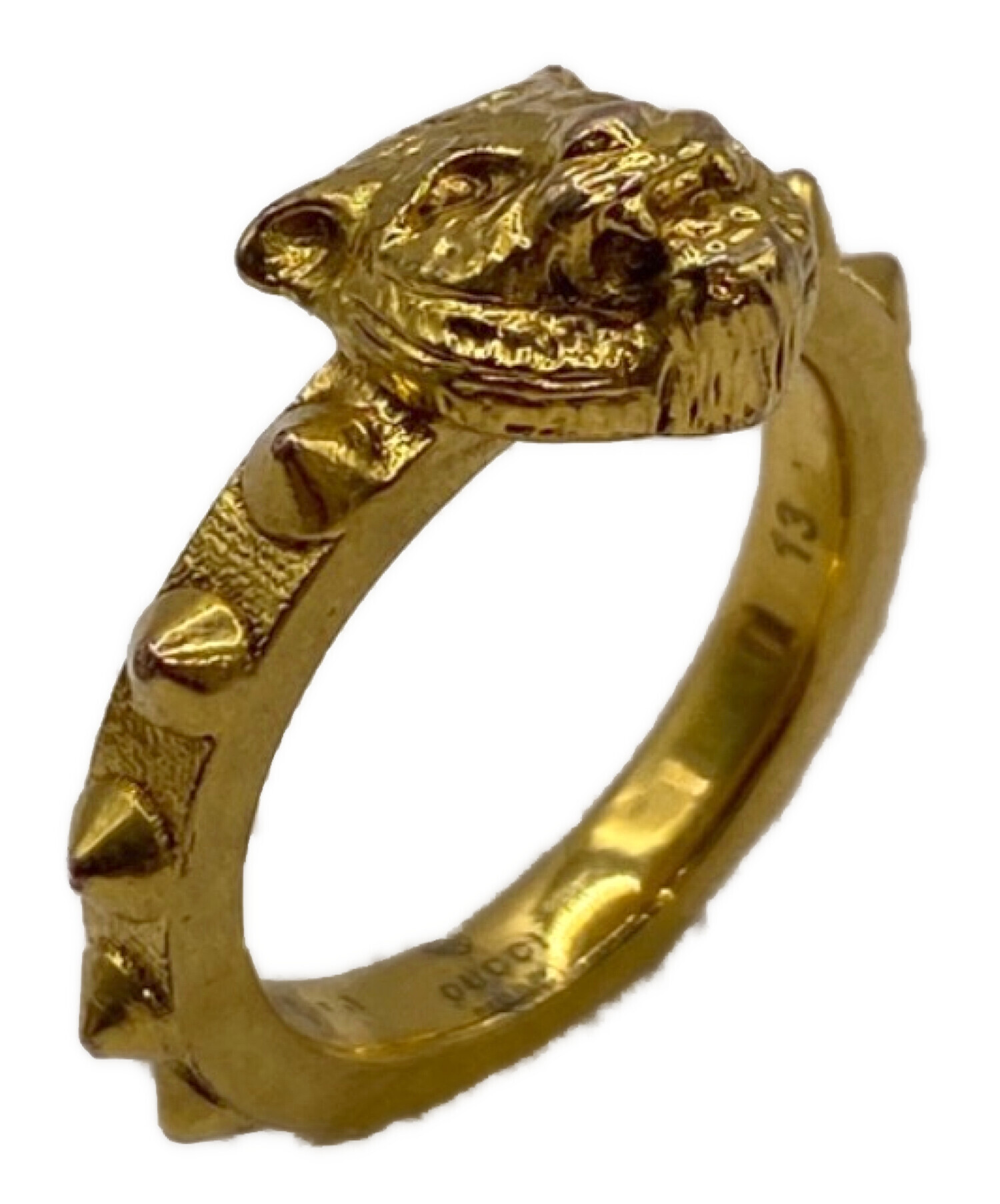 中古・古着通販】GUCCI (グッチ) タイガーヘッドリング ゴールド