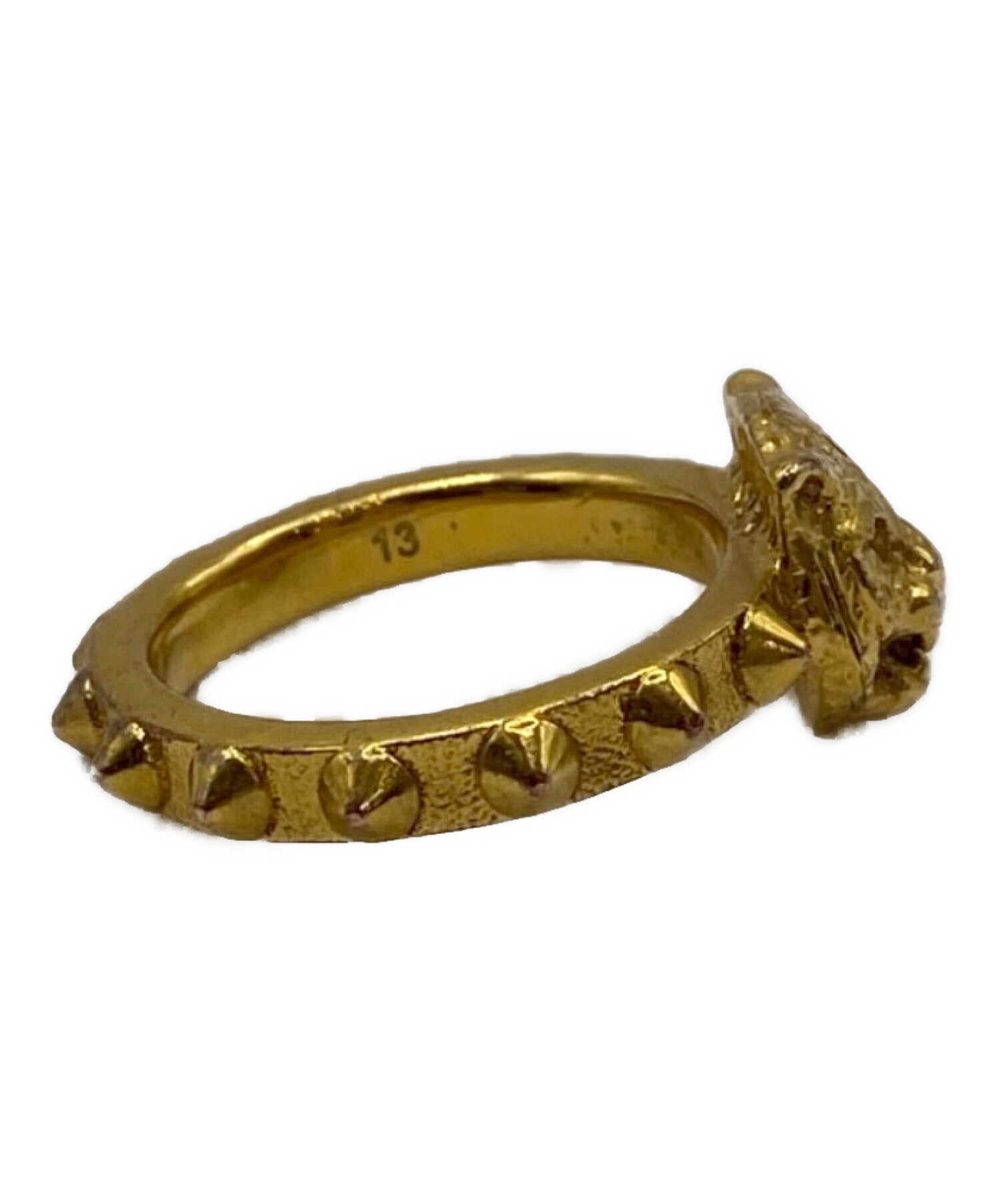 中古・古着通販】GUCCI (グッチ) タイガーヘッドリング ゴールド