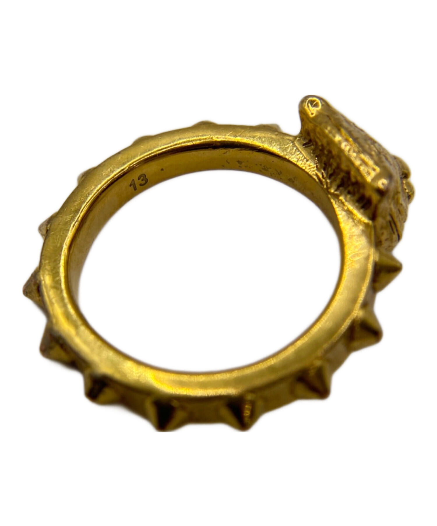 中古・古着通販】GUCCI (グッチ) タイガーヘッドリング ゴールド