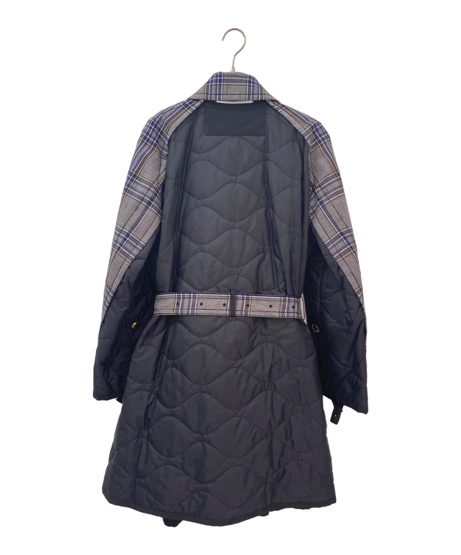 中古・古着通販】sacai (サカイ) ドッキングチェックコート ブラック 