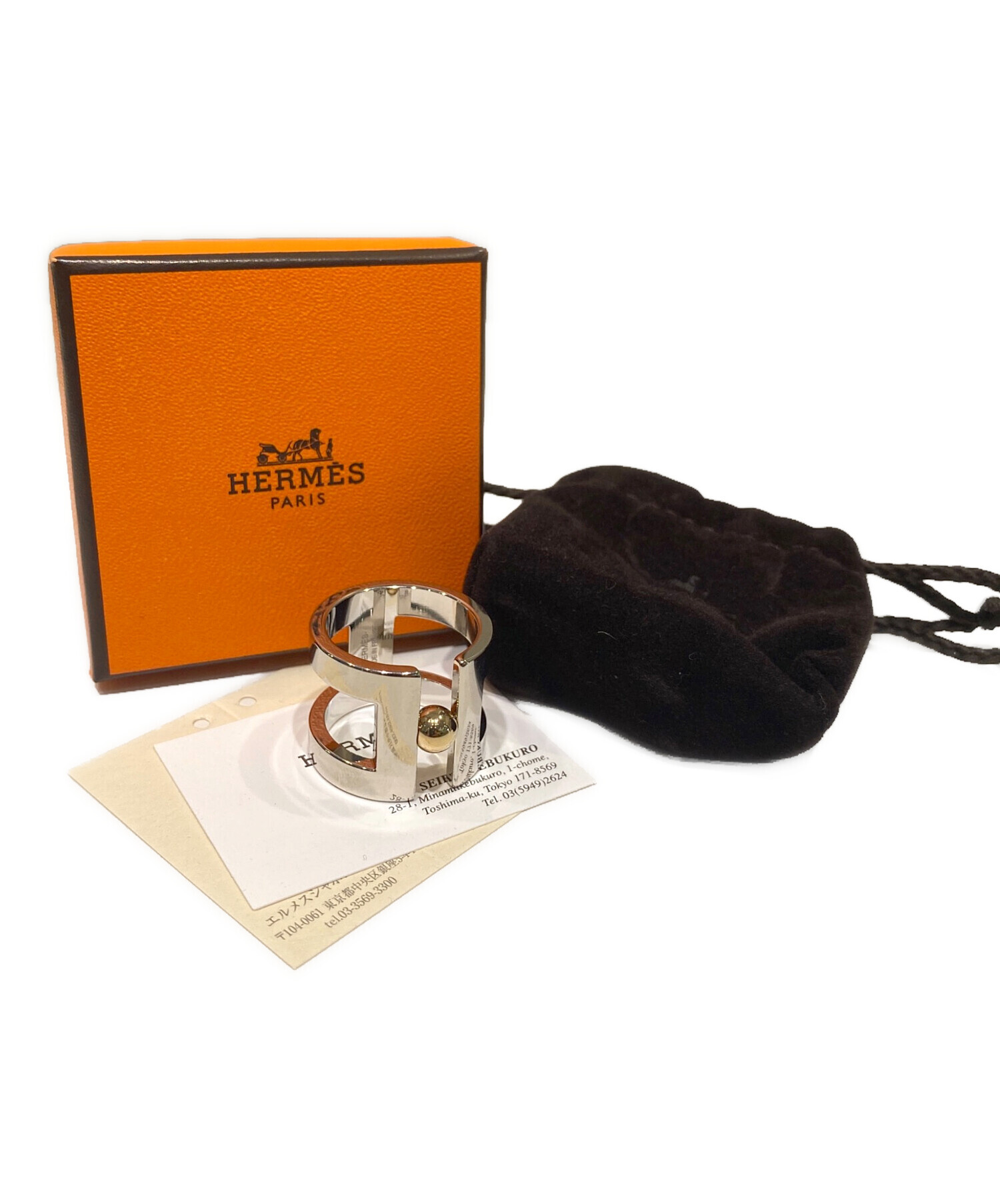 中古・古着通販】HERMES (エルメス) Hペルル スカーフリング シルバー 