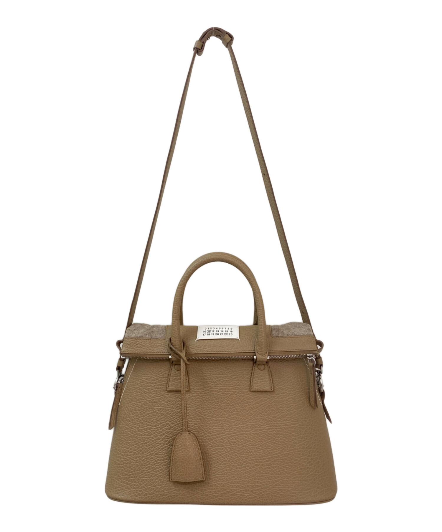 【中古】メゾンマルジェラ 5AC ミディアム 2WAY バッグ ハンド ショルダー ロゴ レザー グレージュ ベージュ 中古・古着通販】Maison Margiela (メゾンマルジェラ) 5ACミディアム