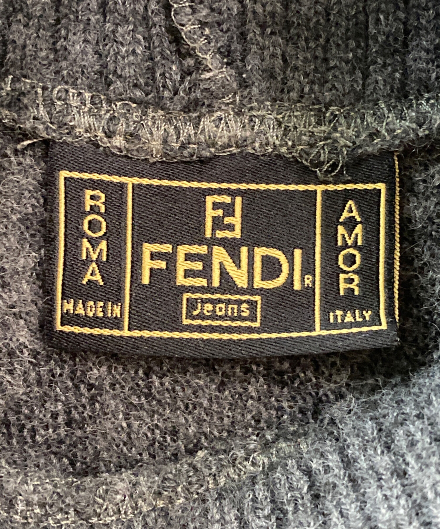 中古・古着通販】FENDI (フェンディ) タートルネック半袖ニット グレー 
