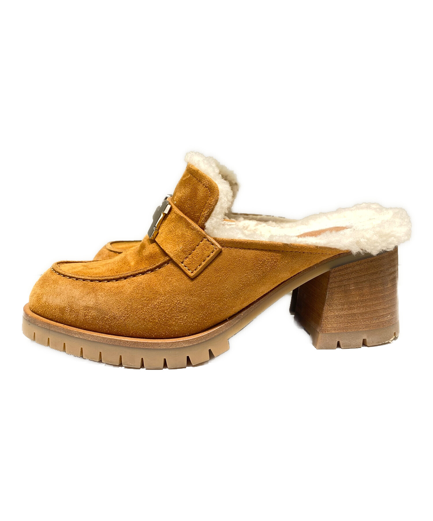 エルメス ミュール スエード 37 中古・古着通販】HERMES (エルメス) ミュール《フロール》 キャメル