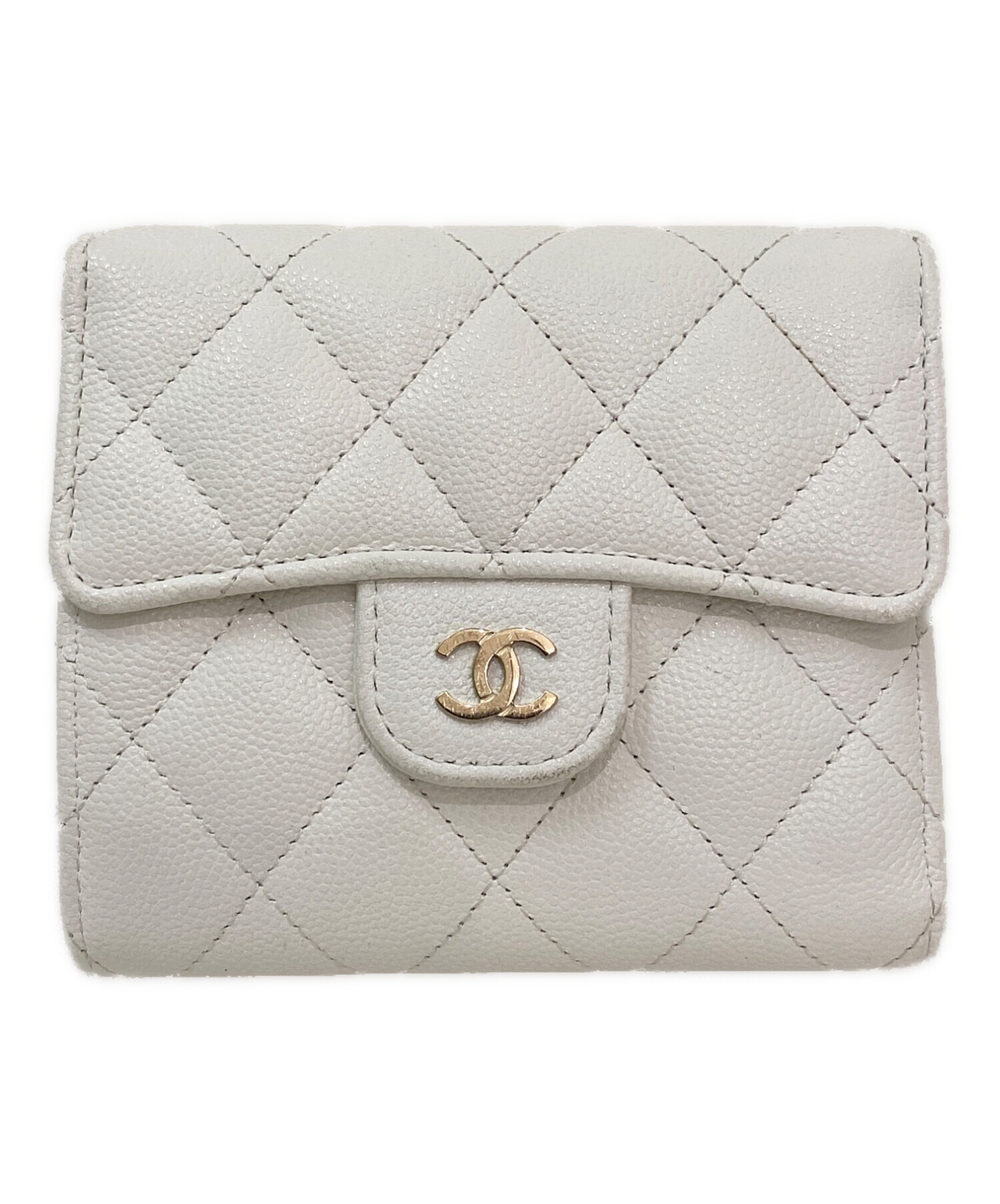 中古・古着通販】CHANEL (シャネル) マトラッセ3つ折り財布 ホワイト 
