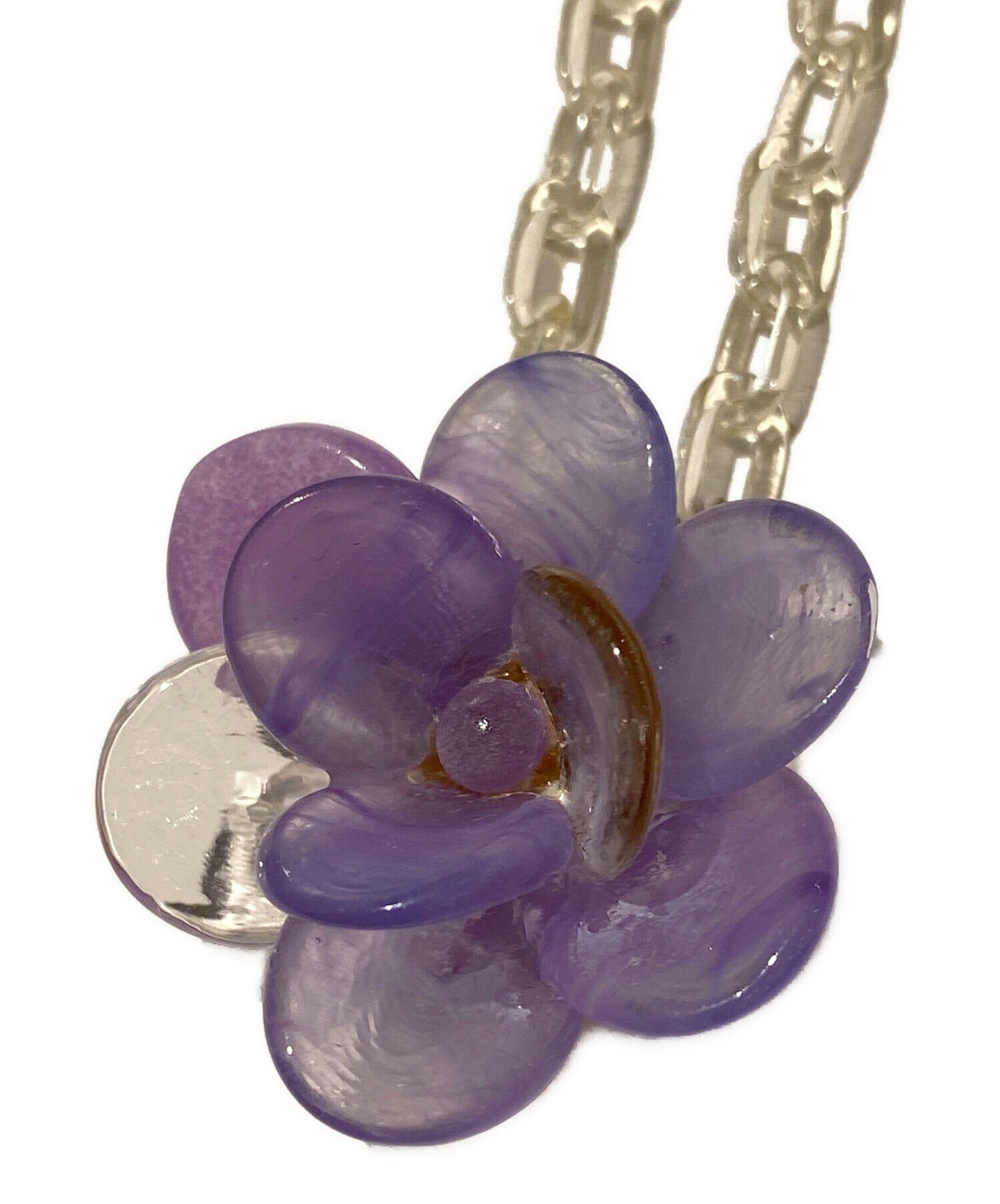 CHANEL 紫 花 カメリア 中古・古着通販】CHANEL (シャネル) カメリアチェーンネックレス