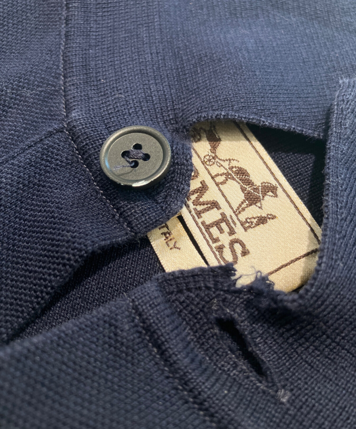 中古・古着通販】HERMES (エルメス) 鹿の子ポロシャツ ネイビー サイズ