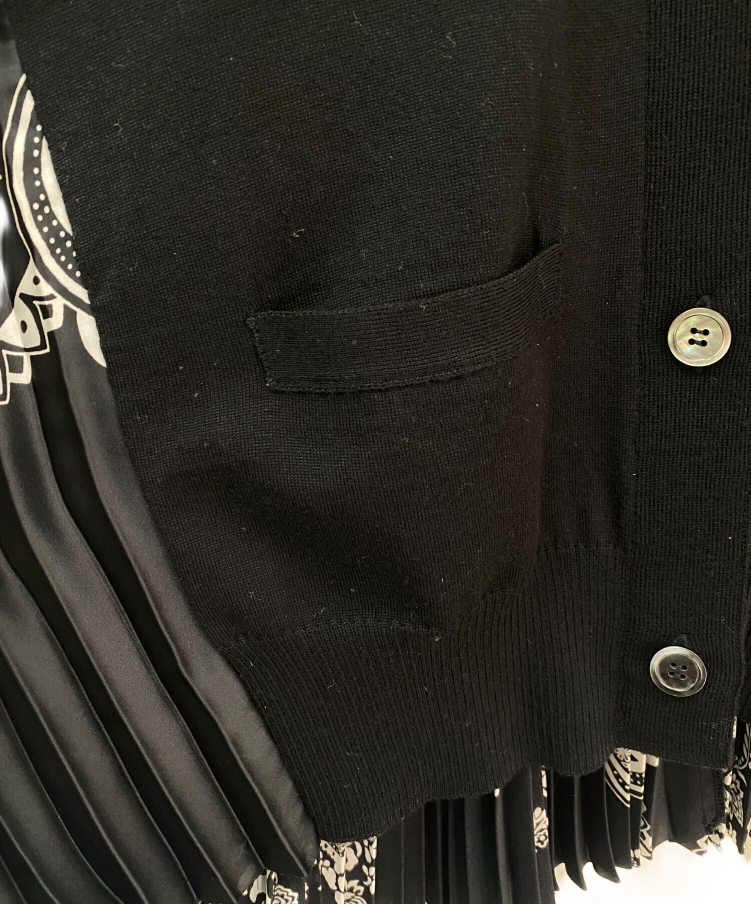 中古・古着通販】sacai (サカイ) プリーツドッキングカーディガン 