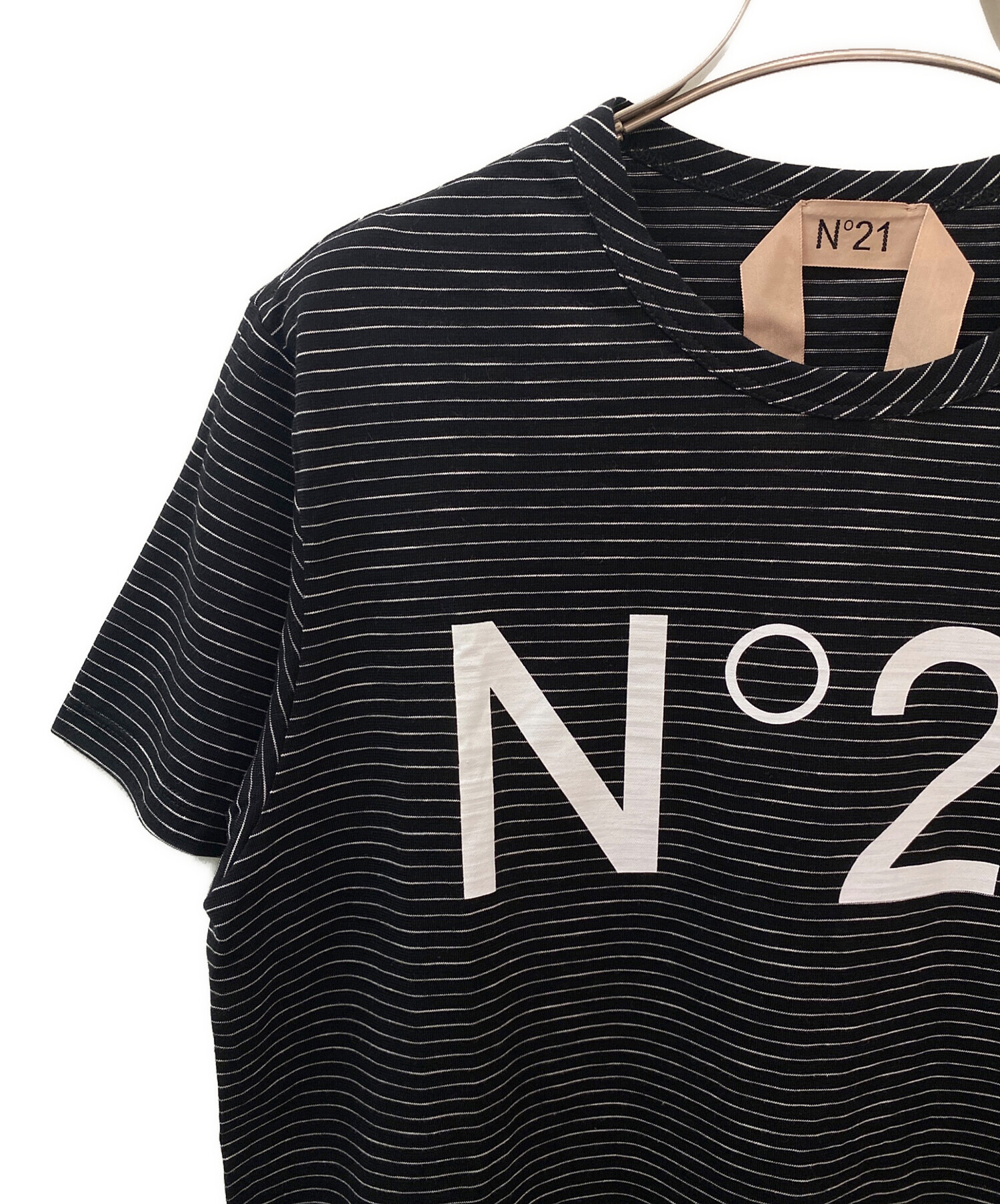 N°21 ヌメロヴェントゥーノ 24SS オーバーサイズレースTシャツ 24P-F042-6330 XS BLACK ロゴ カットソー 定価69,300円 トップス【新古品】【中古】【N°21】 ヌメロヴェントゥーノ Tシャツ カットソー レディース 半袖 ブランド