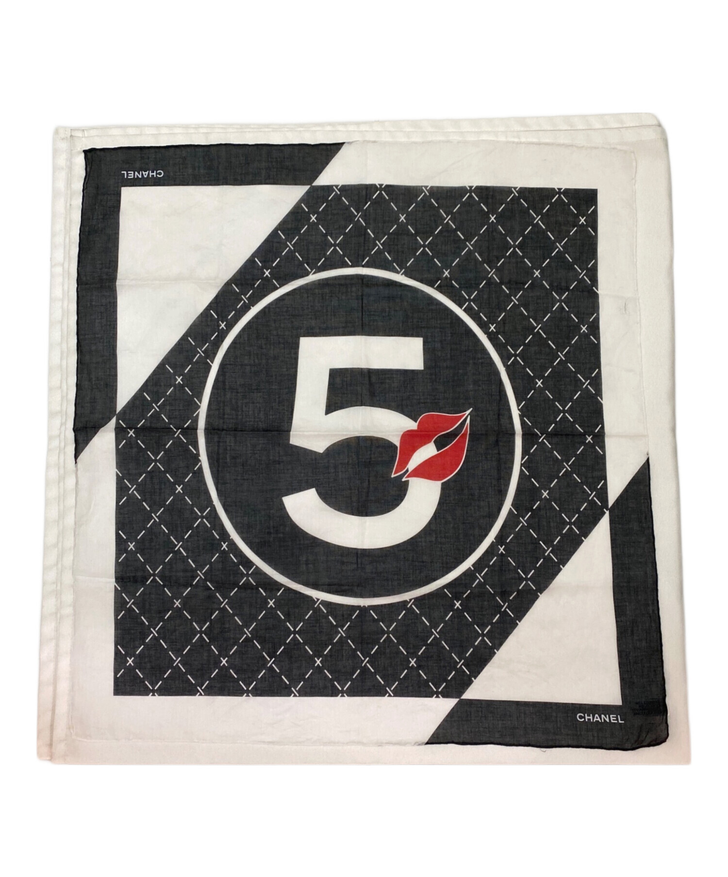 中古・古着通販】CHANEL (シャネル) スカーフ ブラック×ホワイト