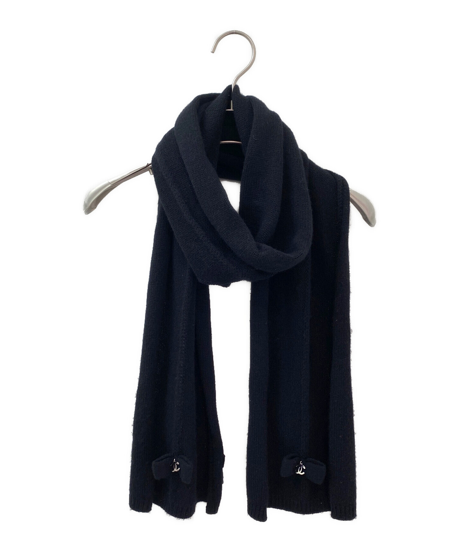 中古・古着通販】CHANEL (シャネル) カシミヤマフラー ブラック