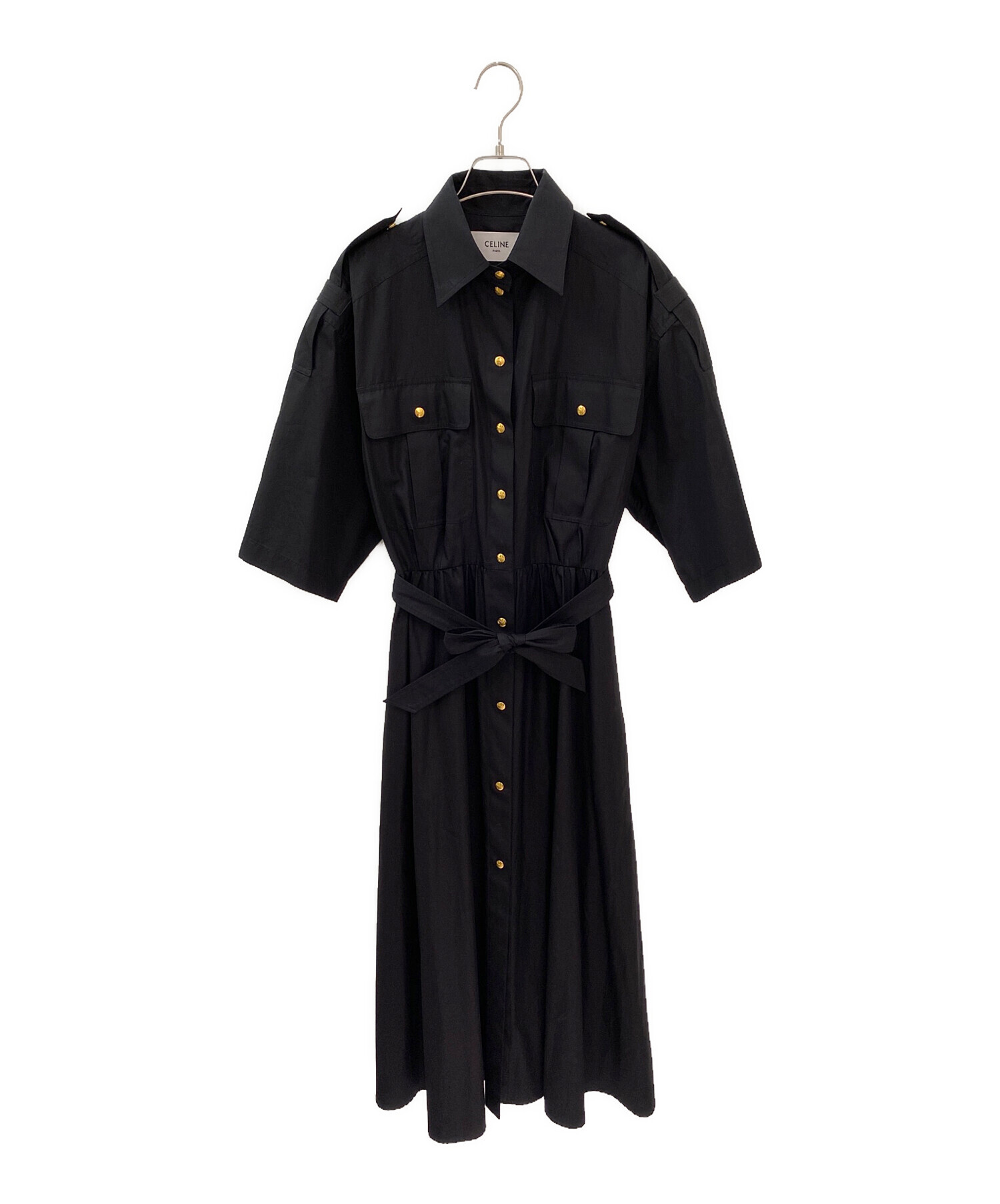 セリーヌ　ワンピース　36 中古・古着通販】CELINE (セリーヌ) シャツワンピース ブラック サイズ