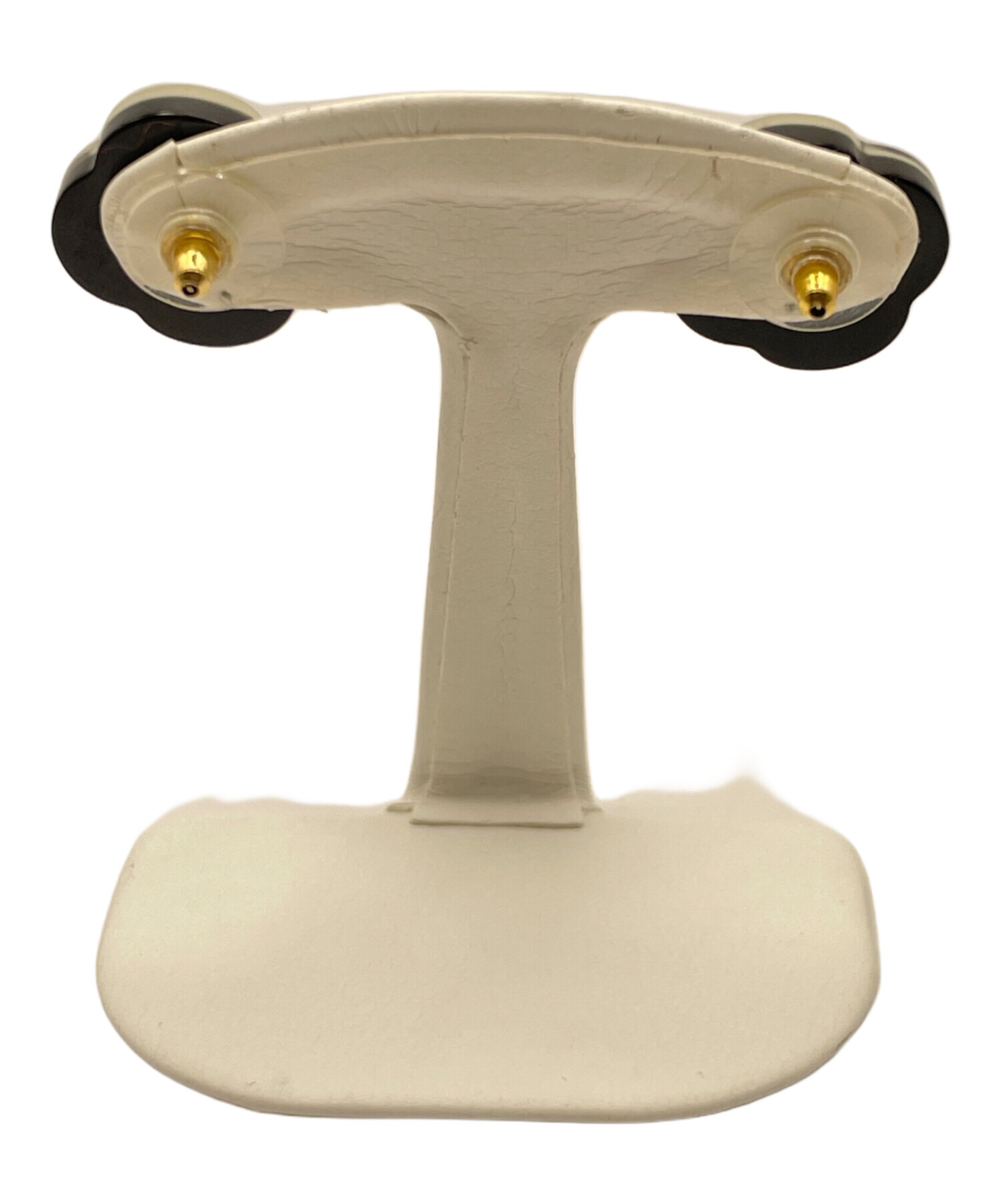 中古・古着通販】CHANEL (シャネル) カメリアピアス ブラック×ホワイト