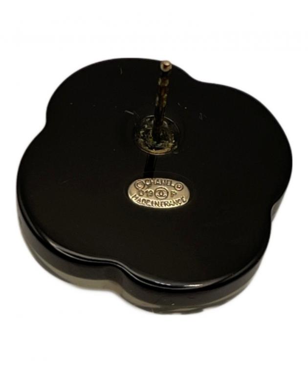 中古美品★CHANEL　ブラック　ミニキューブ型　フープピアス　カメリア　02a yamago78_20509