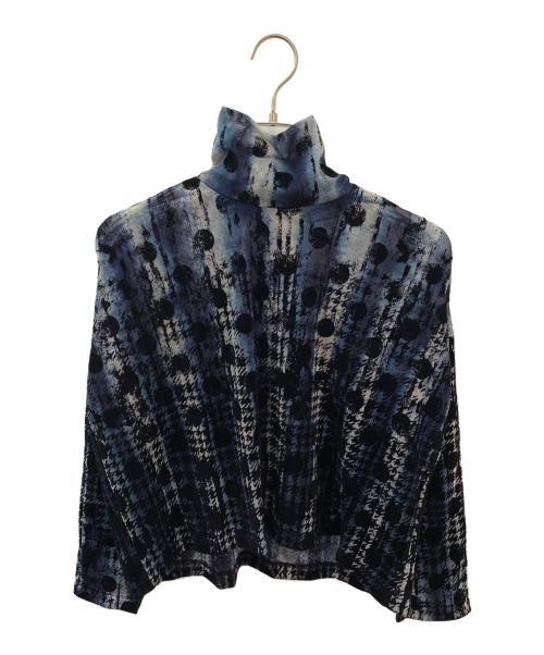 Ys(ワイズ) HOUNDTOOTH DOTS TULLE CROPPED ROUND NECK T レディース  2【中古】【ブランド古着バズストア】 中古・古着通販】Y's (ワイズ) HOUNDTOOTH DOTS TULLE CROPPED HIGH