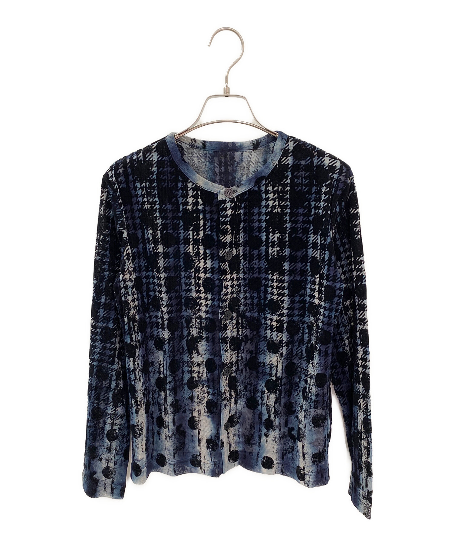 中古・古着通販】Y's (ワイズ) HOUNDTOOTH DOTS TULLE ROUND NECK LONG