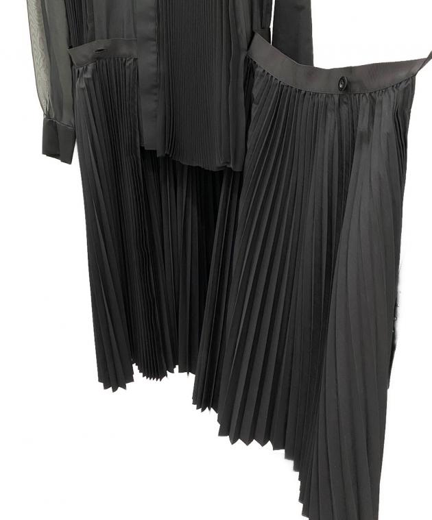 未使用級 サカイ ロングワンピース シースルー 2024年現行 黒 1 S~M 中古・古着通販】sacai (サカイ) シースルー シャツワンピース