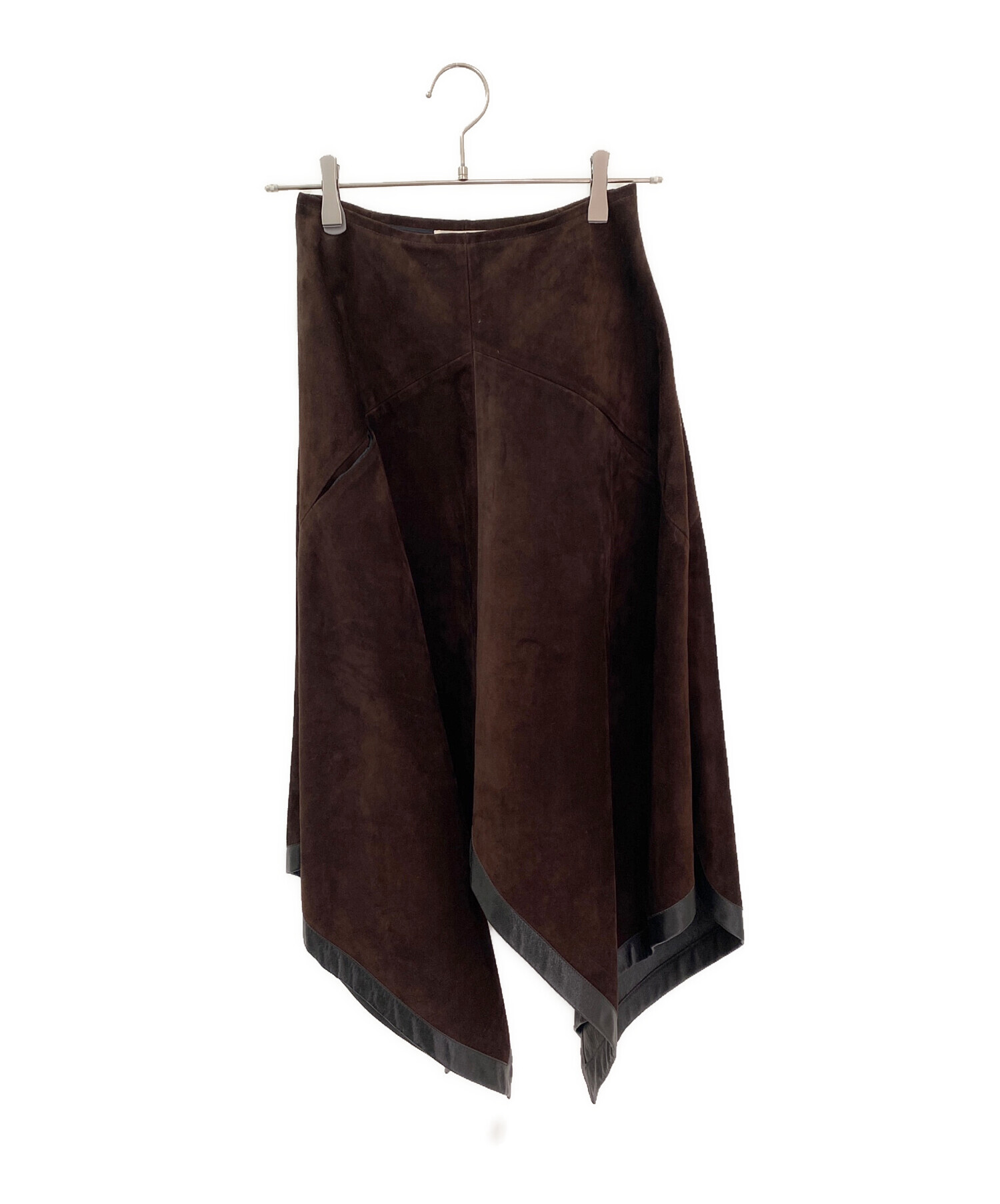 中古・古着通販】CELINE (セリーヌ) レザースカート ブラウン サイズ