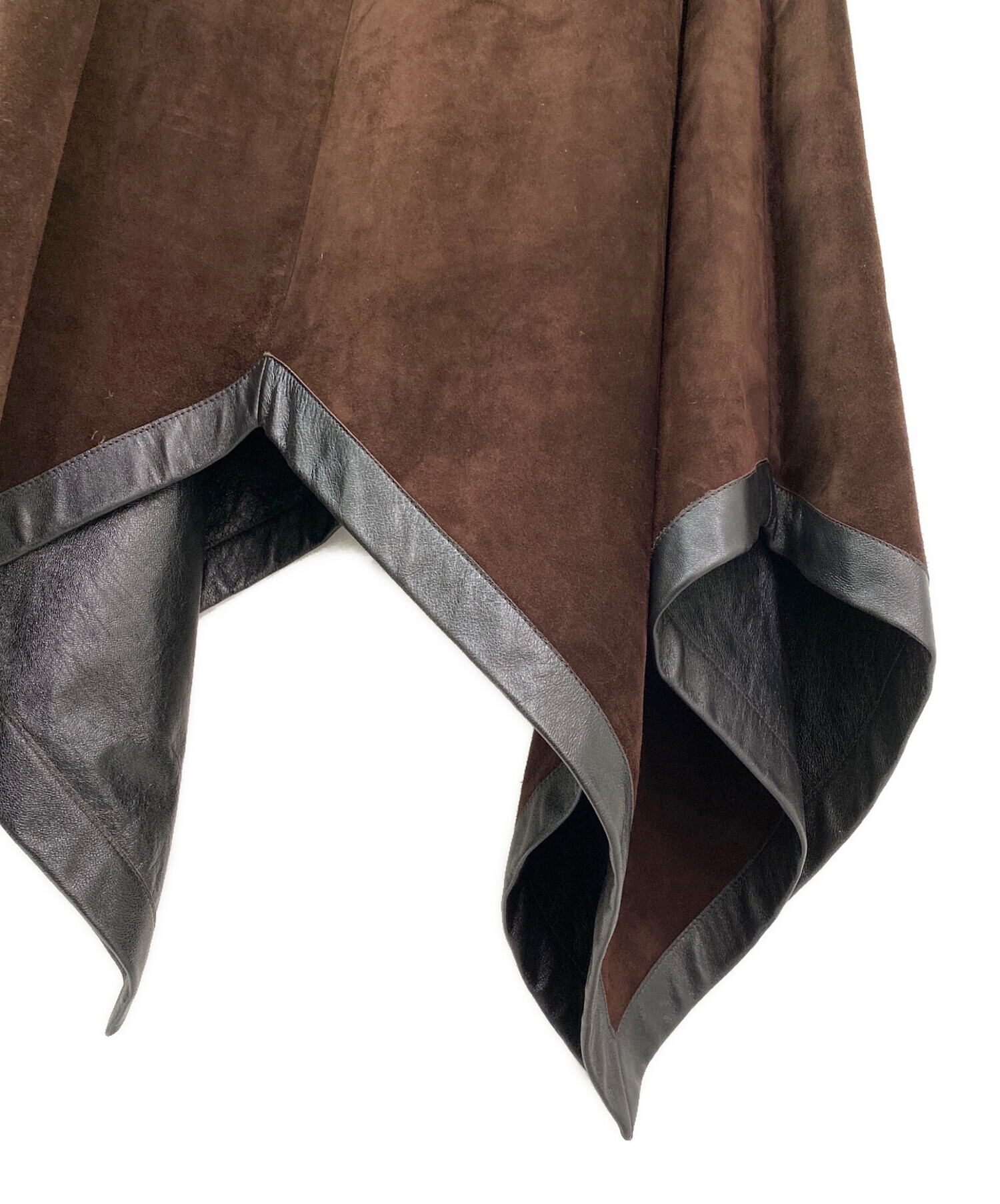 中古・古着通販】CELINE (セリーヌ) レザースカート ブラウン サイズ