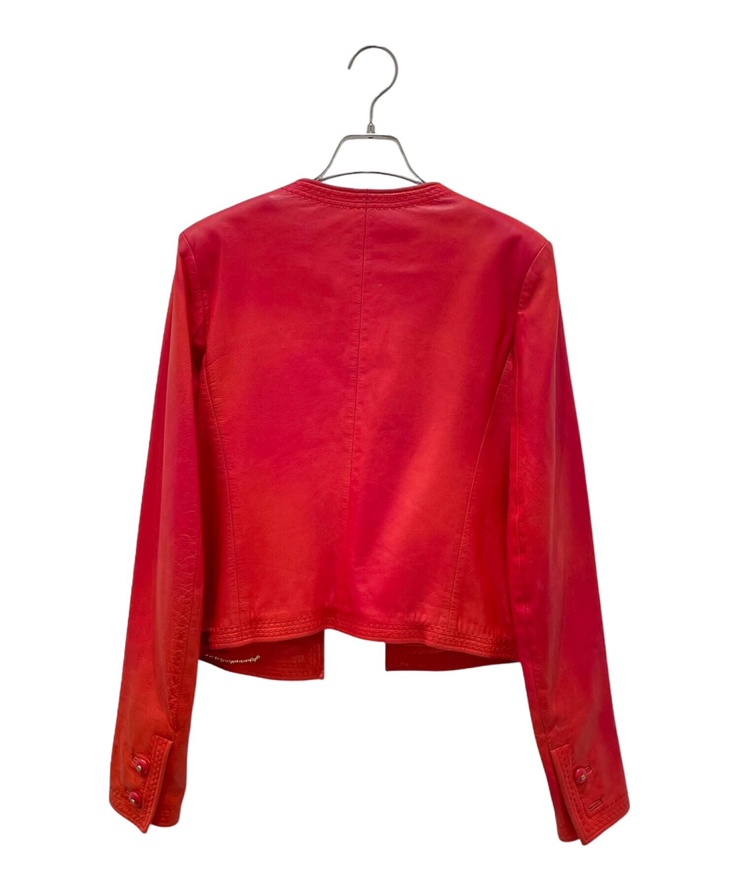 中古・古着通販】CHANEL (シャネル) レザージャケット レッド サイズ