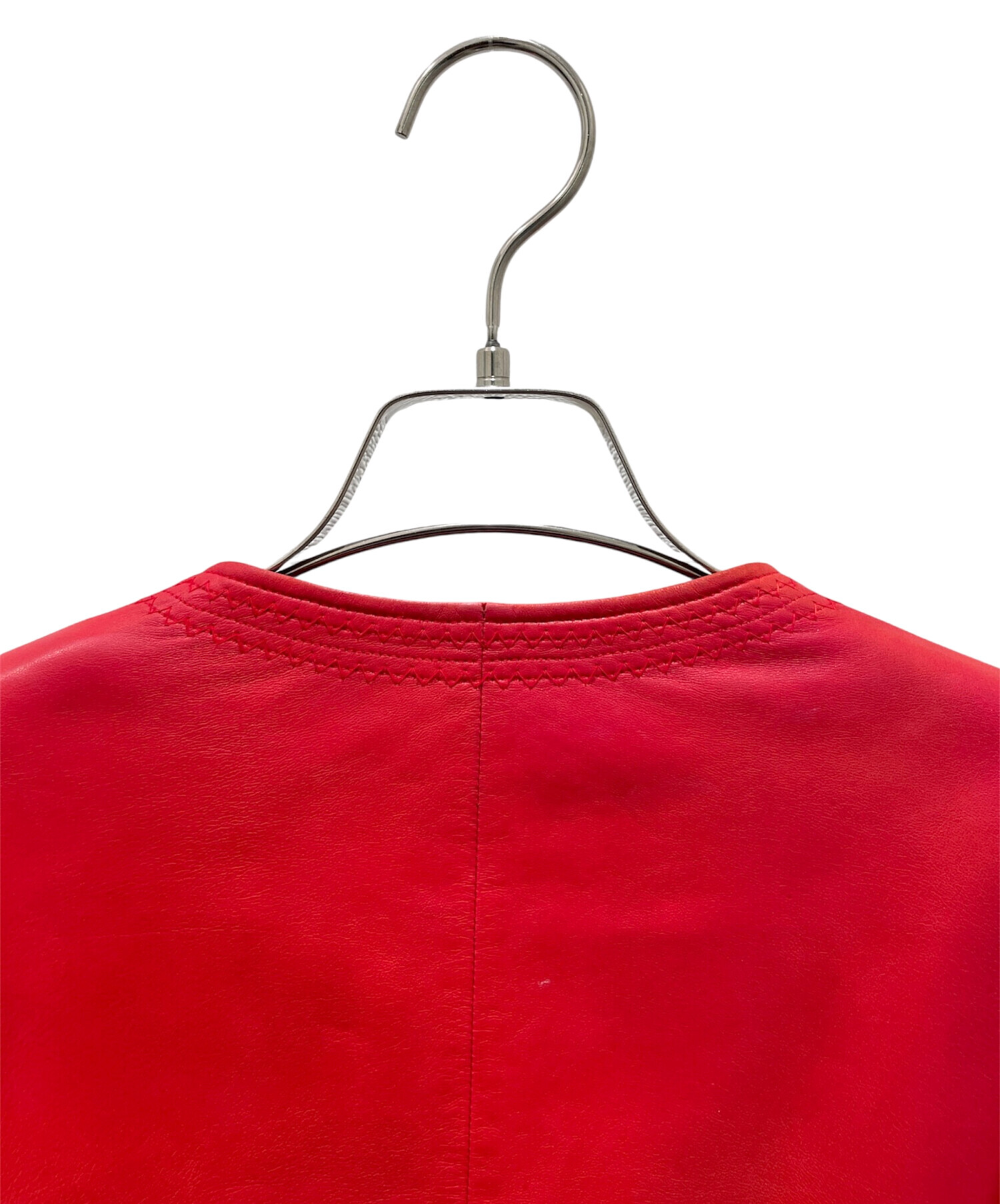 中古・古着通販】CHANEL (シャネル) レザージャケット レッド サイズ