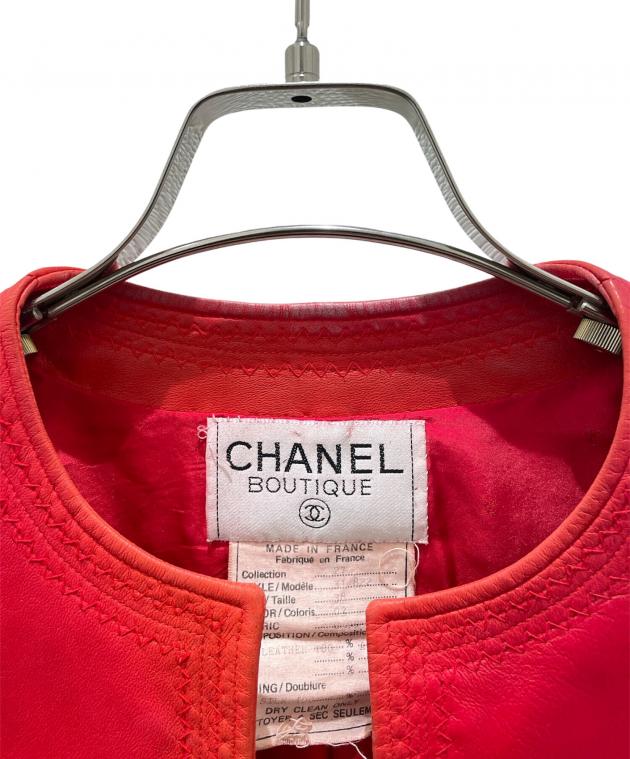中古・古着通販】CHANEL (シャネル) レザージャケット レッド サイズ