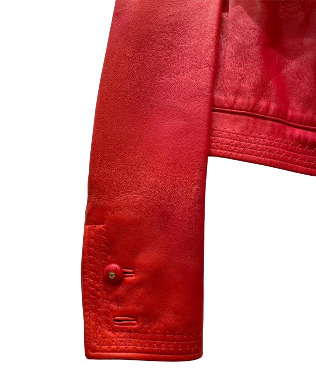 中古・古着通販】CHANEL (シャネル) レザージャケット レッド サイズ