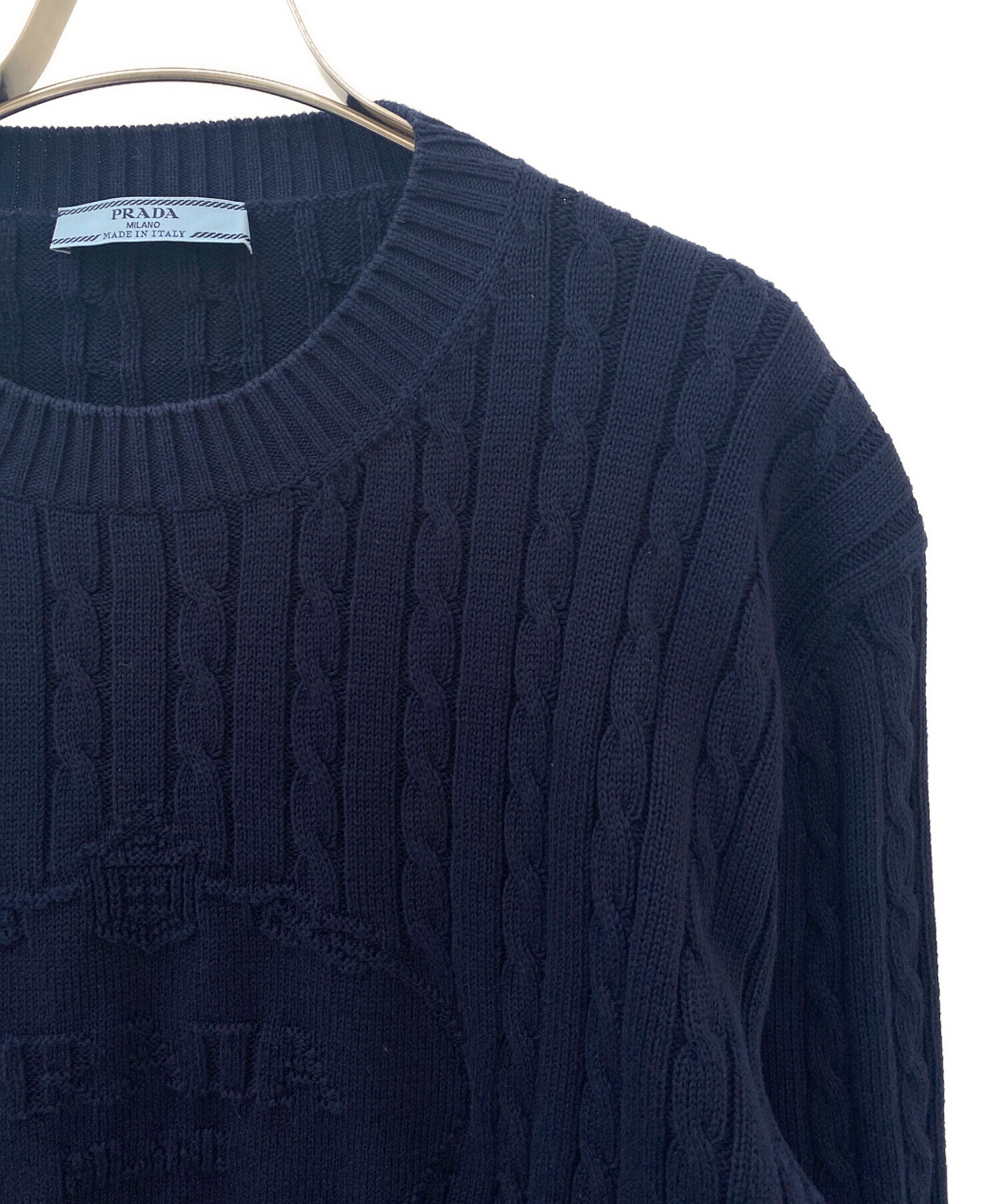 中古・古着通販】PRADA (プラダ) ロゴニット ネイビー サイズ:42