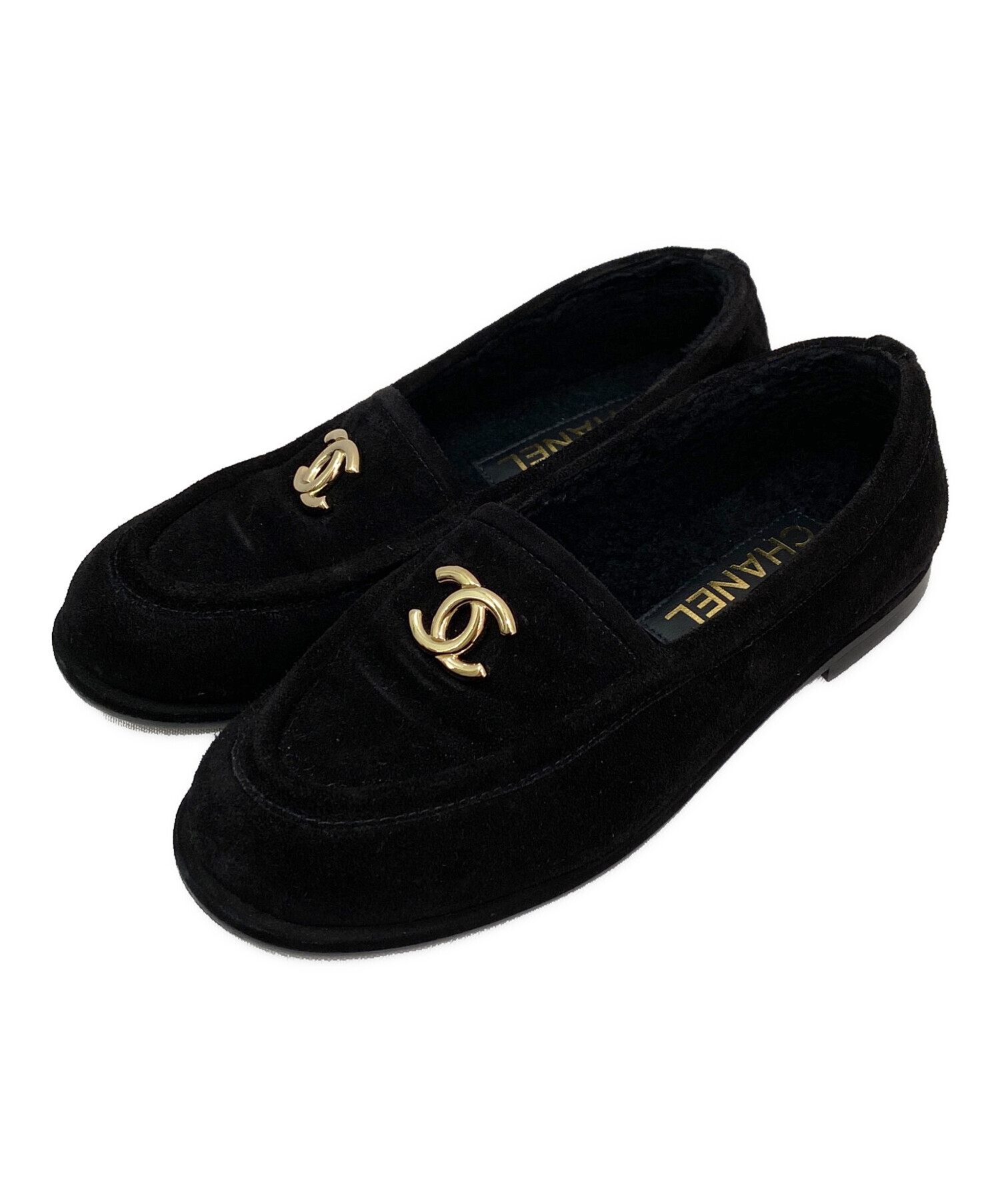 国内百貨店購入　新品　25AW完売　シャネル モカシン ボア　ローファー　37 中古・古着通販】CHANEL (シャネル) ボアスリッポン ブラック サイズ
