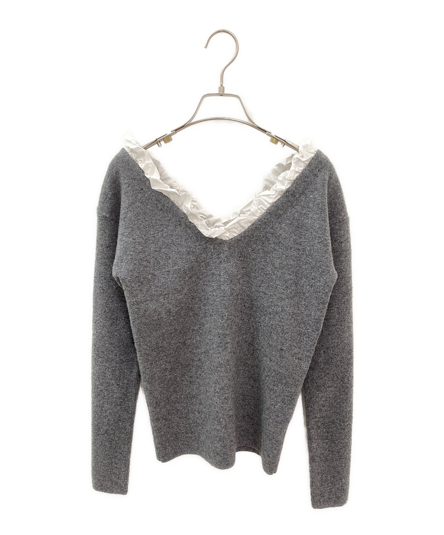 中古・古着通販】CLANE (クラネ) 2WAY FRILL V NECK KNIT TOPS