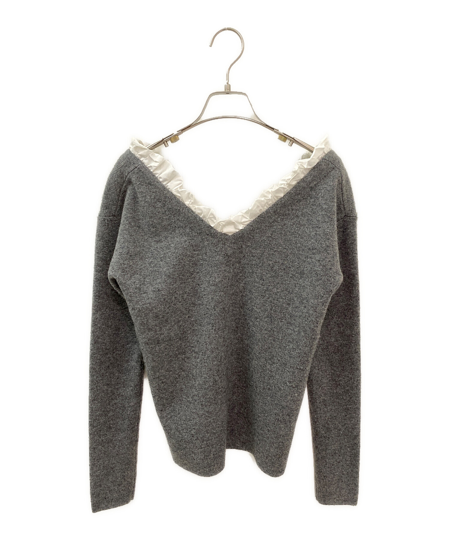 中古・古着通販】CLANE (クラネ) 2WAY FRILL V NECK KNIT TOPS 中古・古着通販】CLANE (クラネ) 2WAY FRILL V NECK KNIT TOPS