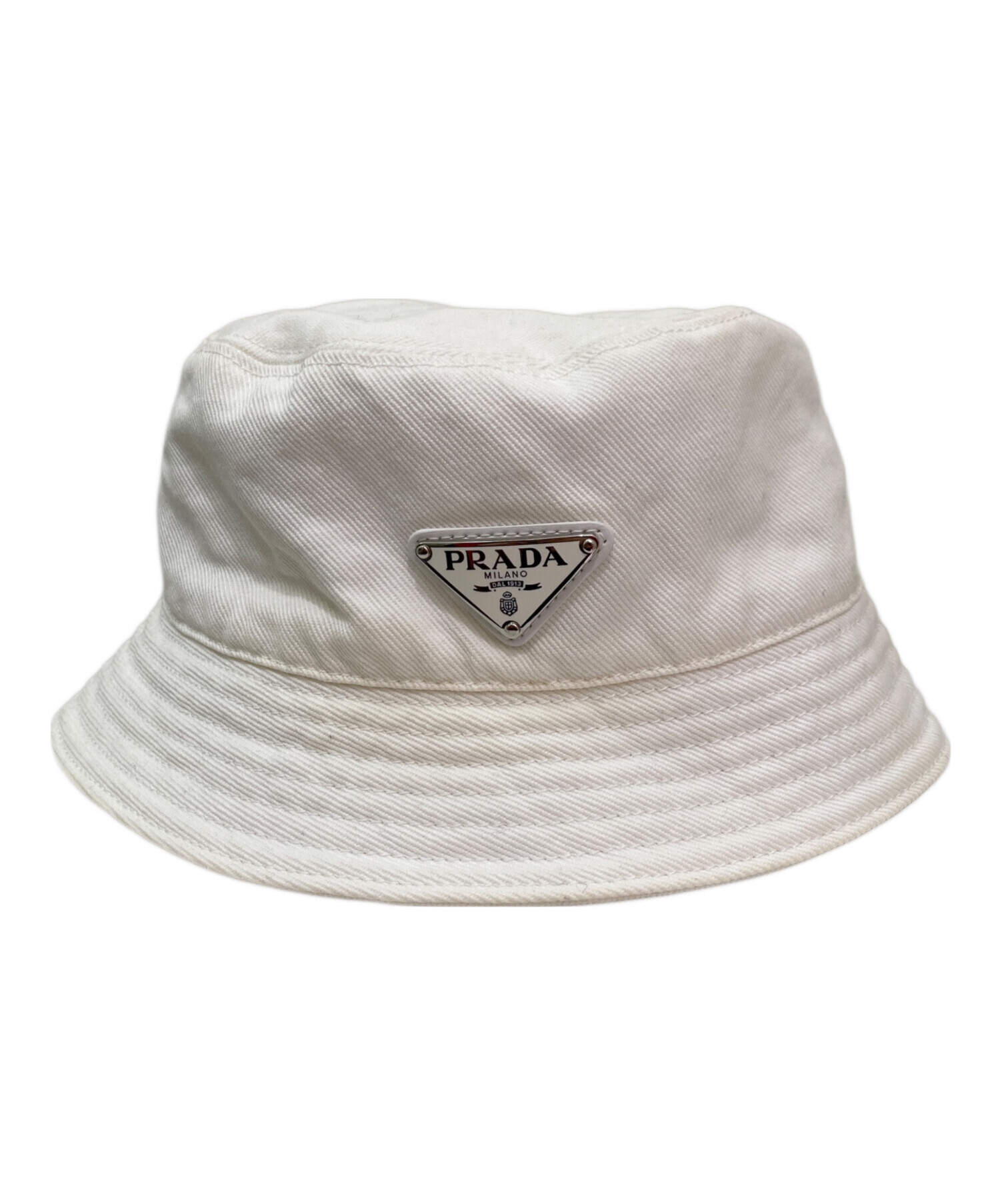 PRADA ホワイト バケットハット　即購入OK 値下げ交渉受付ます！ 中古・古着通販】PRADA (プラダ) バケットハット ホワイト サイズ:M