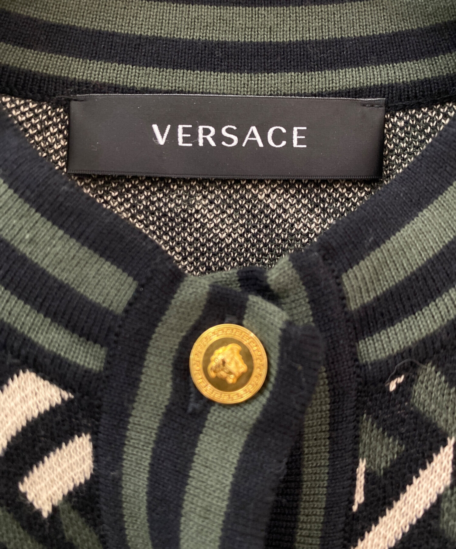 中古・古着通販】VERSACE (ヴェルサーチェ) 総柄カーディガン ブラック 