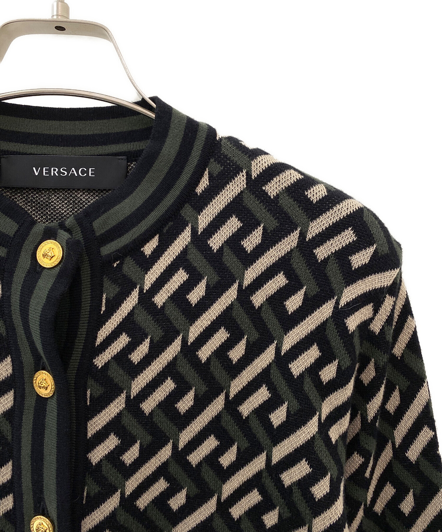 中古・古着通販】VERSACE (ヴェルサーチェ) 総柄カーディガン ブラック 