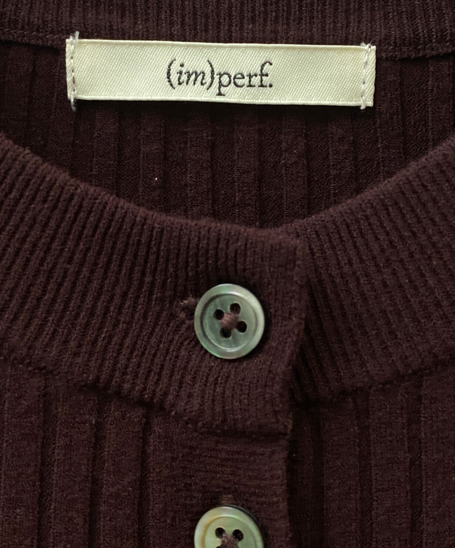 (im)perf. インパーフ Long Sleeve Rib Cardiganロングスリーブリブカーディガン IS0205 アイボリー F im)perf. インパーフ Long Sleeve Rib Cardiganロングスリーブリブ