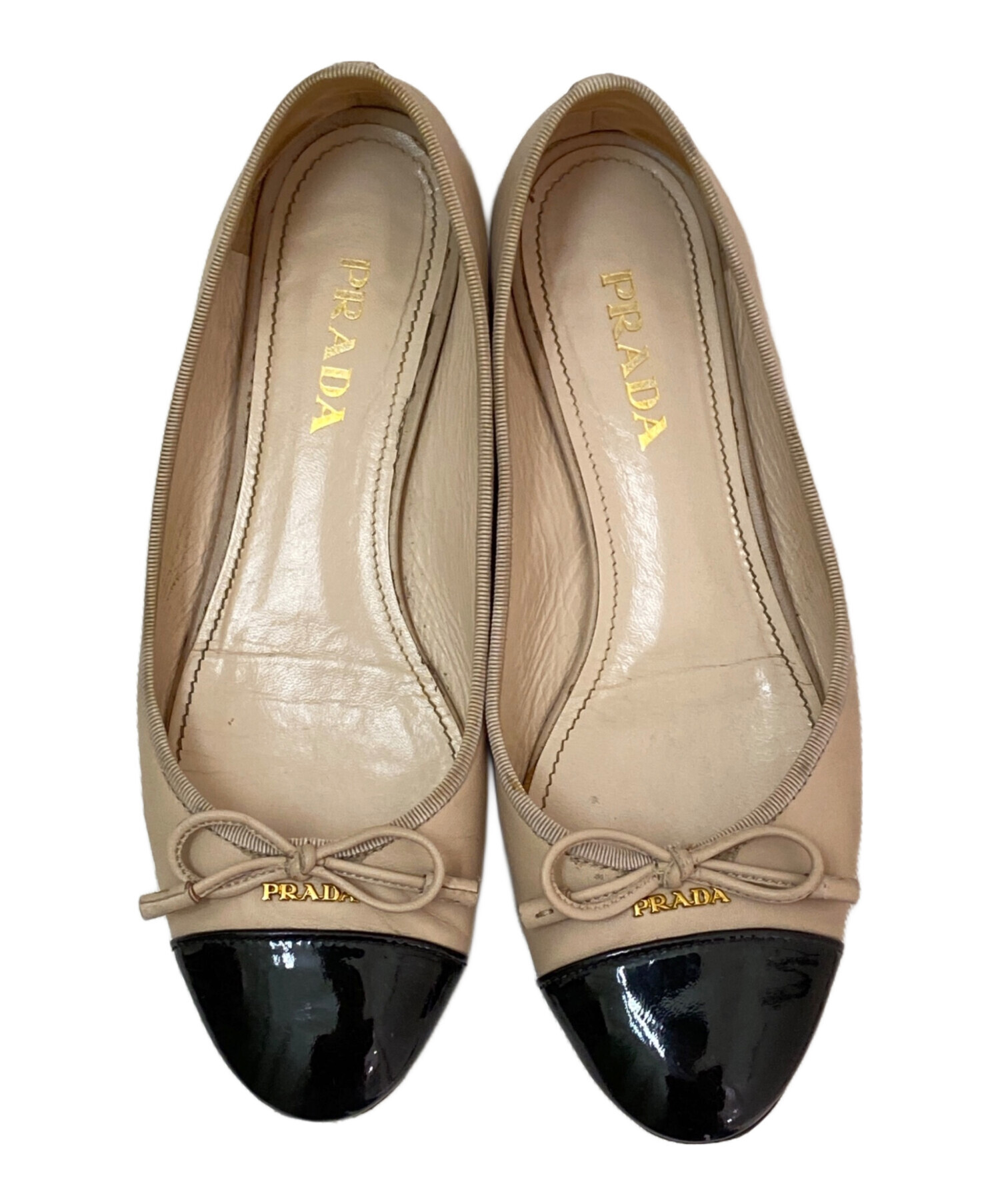 中古・古着通販】PRADA (プラダ) フラットシューズ ベージュ×ブラック