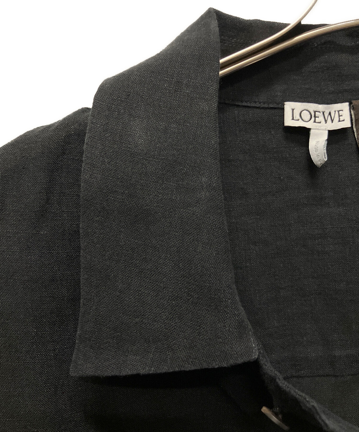 中古・古着通販】LOEWE (ロエベ) リネンシャツ/ロゴ刺繍 ブラック