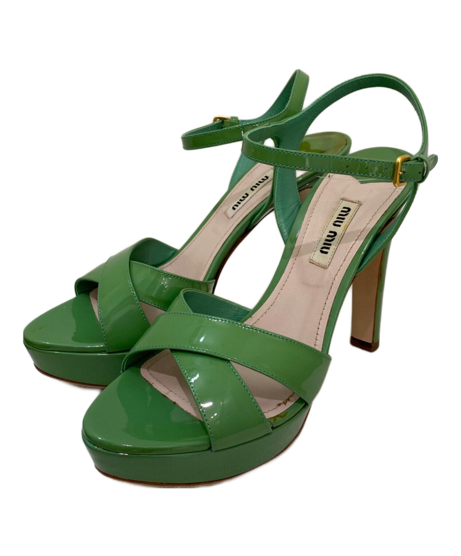 中古・古着通販】MIU MIU (ミュウミュウ) ハイヒールサンダル グリーン