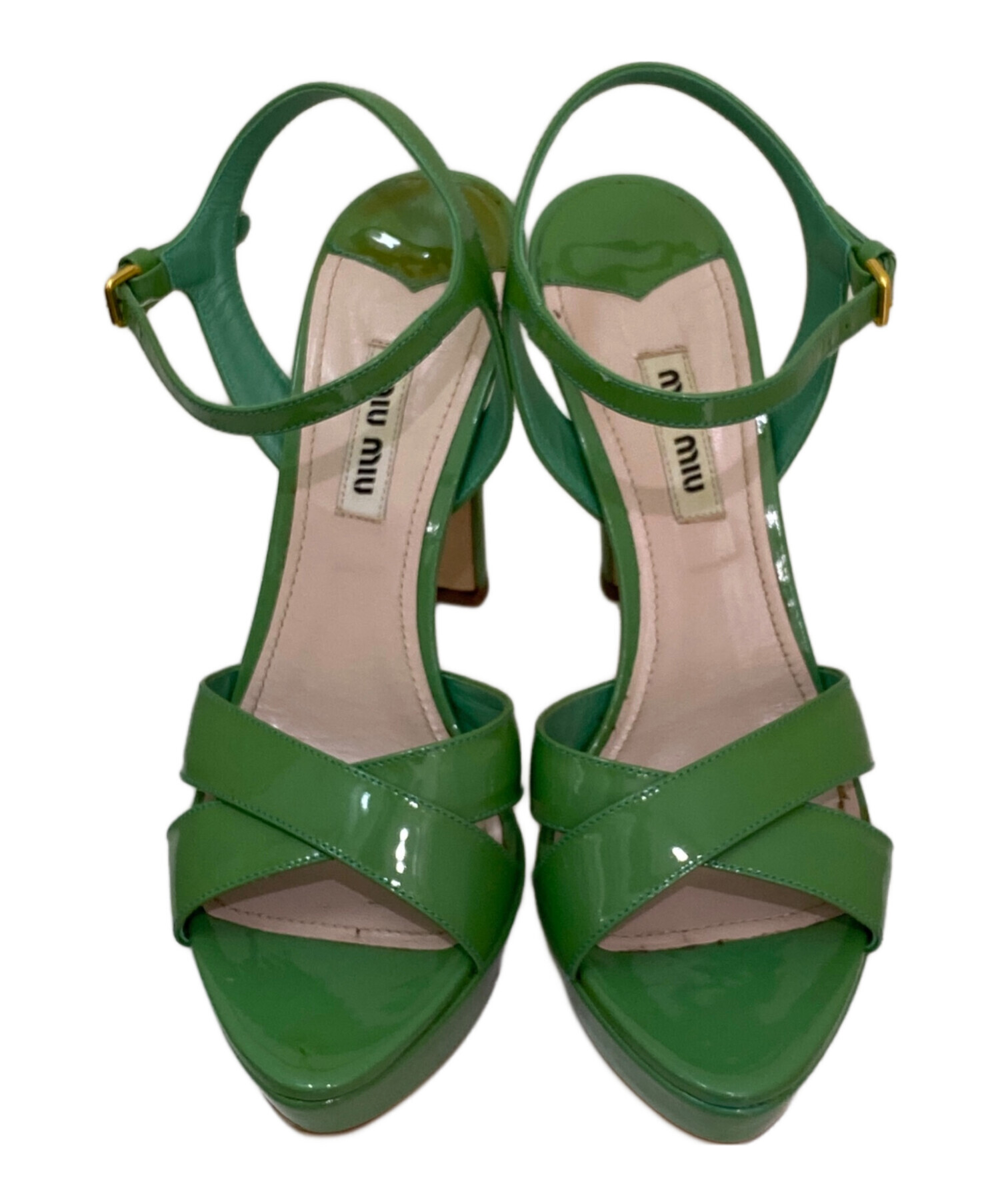 中古・古着通販】MIU MIU (ミュウミュウ) ハイヒールサンダル グリーン