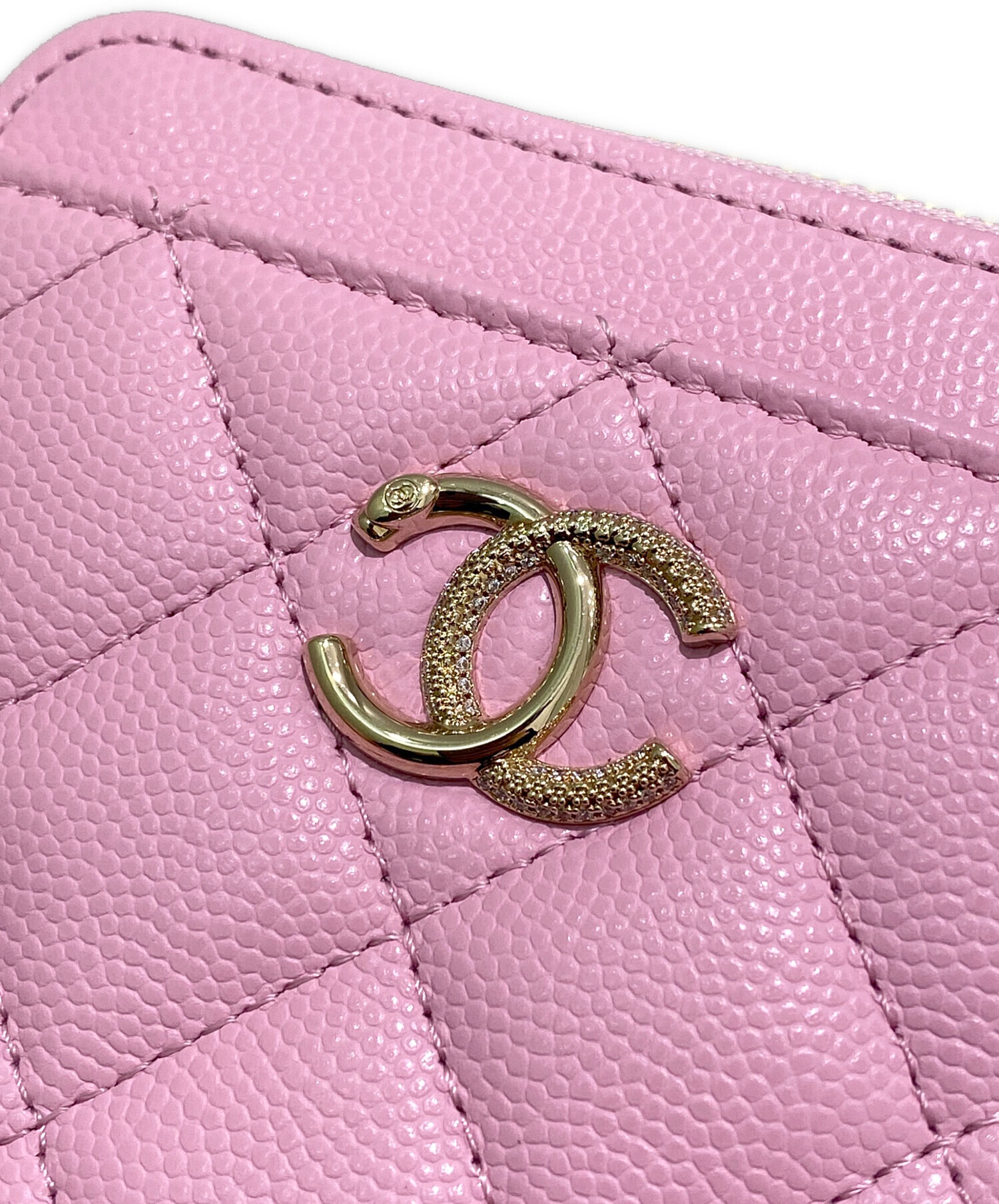シャネル マトラッセ ジップウォレット ゴートスキン ネイビー/グリーン/ピンク AP1140 29番台 Sランク【中古】 CHANEL - シャネル マトラッセ ジップウォレット ゴートスキン