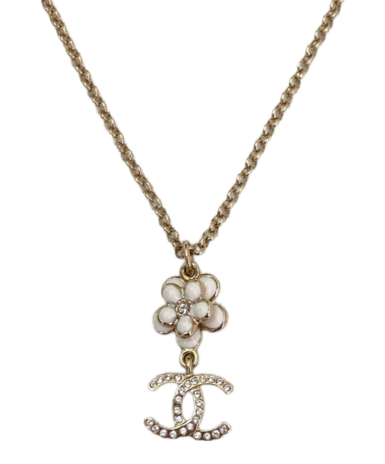 CHANEL ネックレス ゴールド ココマーク カメリア透かし彫り 中古・古着通販】CHANEL (シャネル) カメリアココマークチェーン
