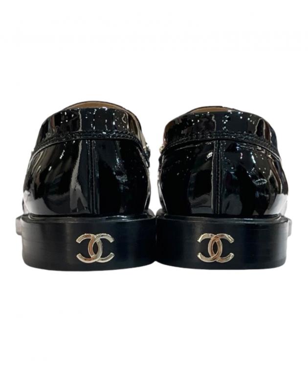 【美品】CHANEL シャネル ローファー ココマーク ロゴ ブラック 中古・古着通販】CHANEL (シャネル) ココマーク チェーンロゴ