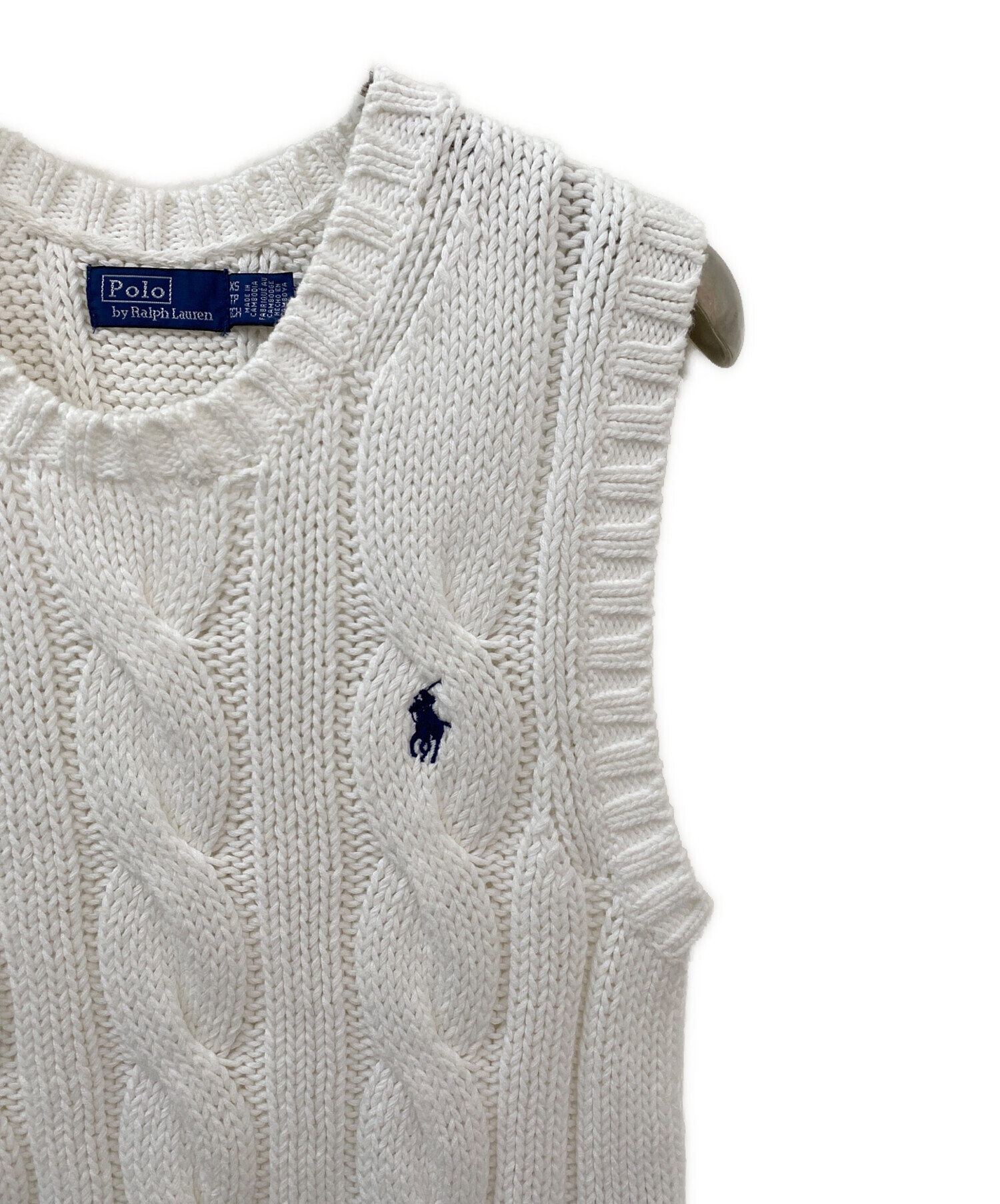 ❤未使用級❤ラルフローレンゴルフ ニットベスト ジップアップ 白 Mラメ刺繍ロゴ 中古・古着通販】POLO RALPH LAUREN (ポロ・ラルフローレン) ケーブル