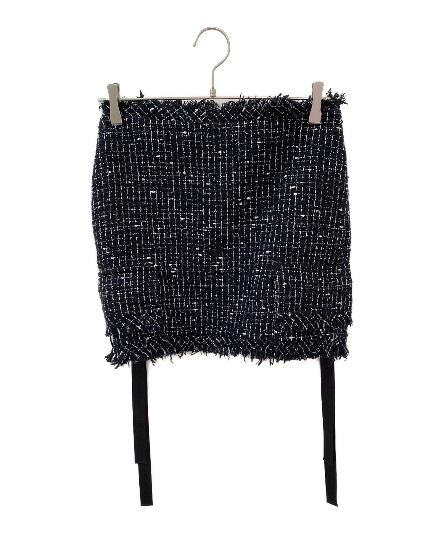 sacai ツイードミニスカート　サイズ1 中古・古着通販】sacai (サカイ) ツイードフリンジミニスカート