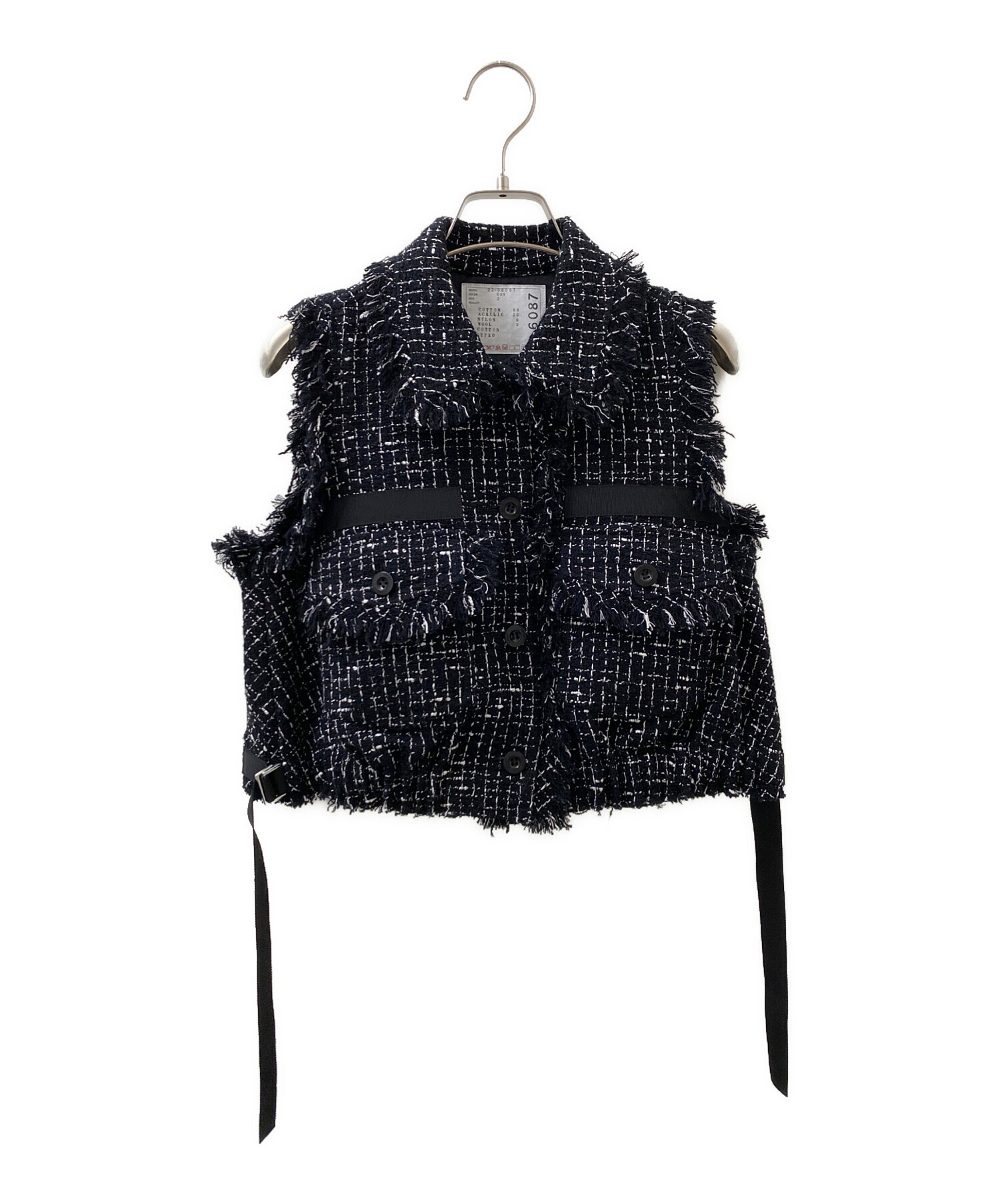 中古・古着通販】sacai (サカイ) ツイードベスト ブラック サイズ:2