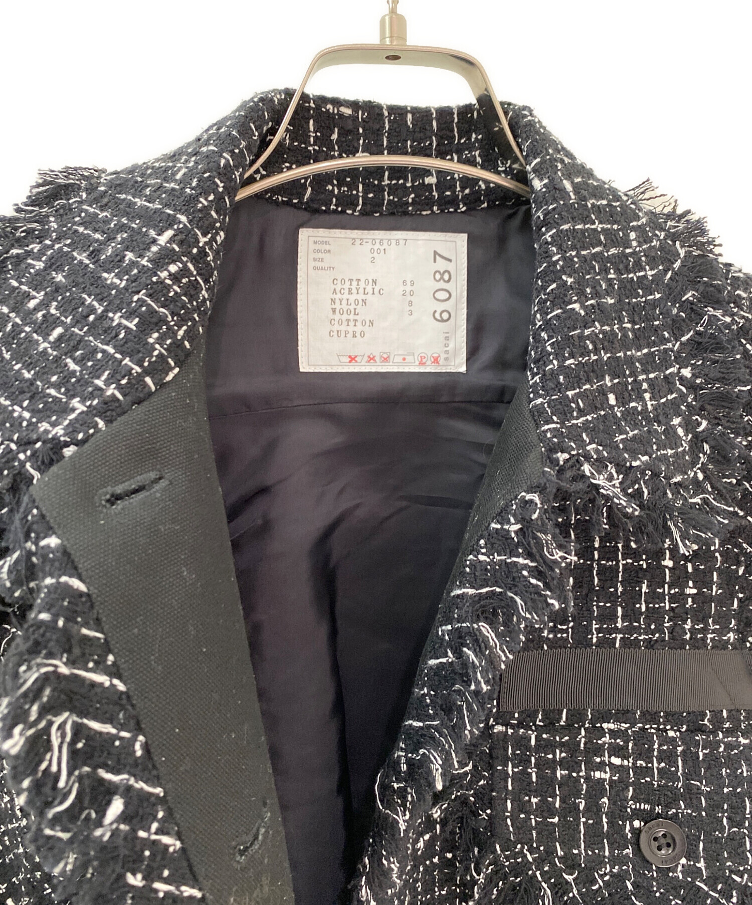 中古・古着通販】sacai (サカイ) ツイードベスト ブラック サイズ:2