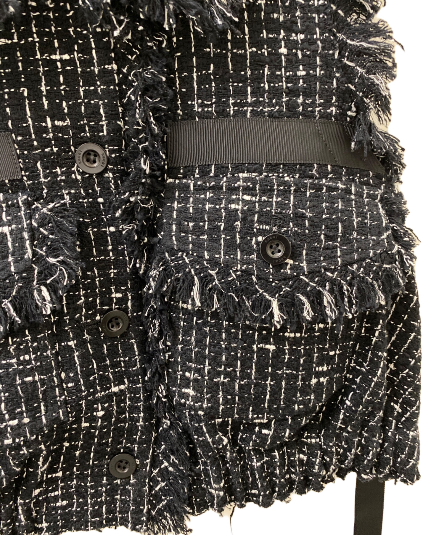 中古・古着通販】sacai (サカイ) ツイードベスト ブラック サイズ:2