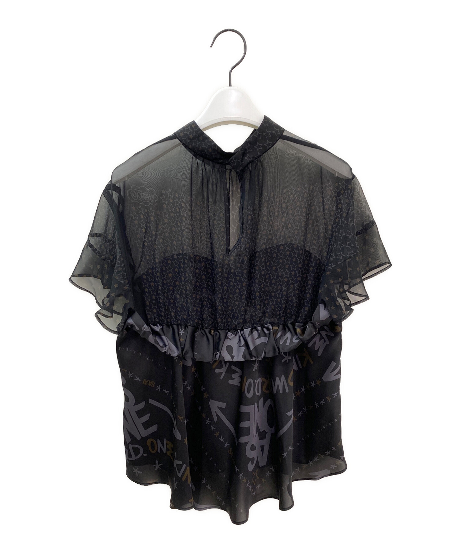 中古・古着通販】sacai (サカイ) パネルプリントブラウス ブラック 