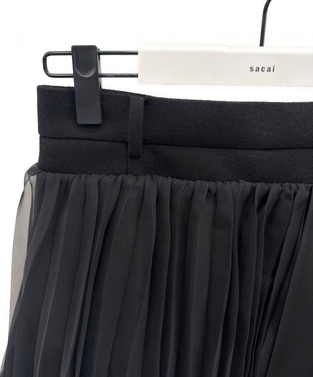 中古・古着通販】sacai (サカイ) Suiting Mix Skirt ブラック サイズ:1
